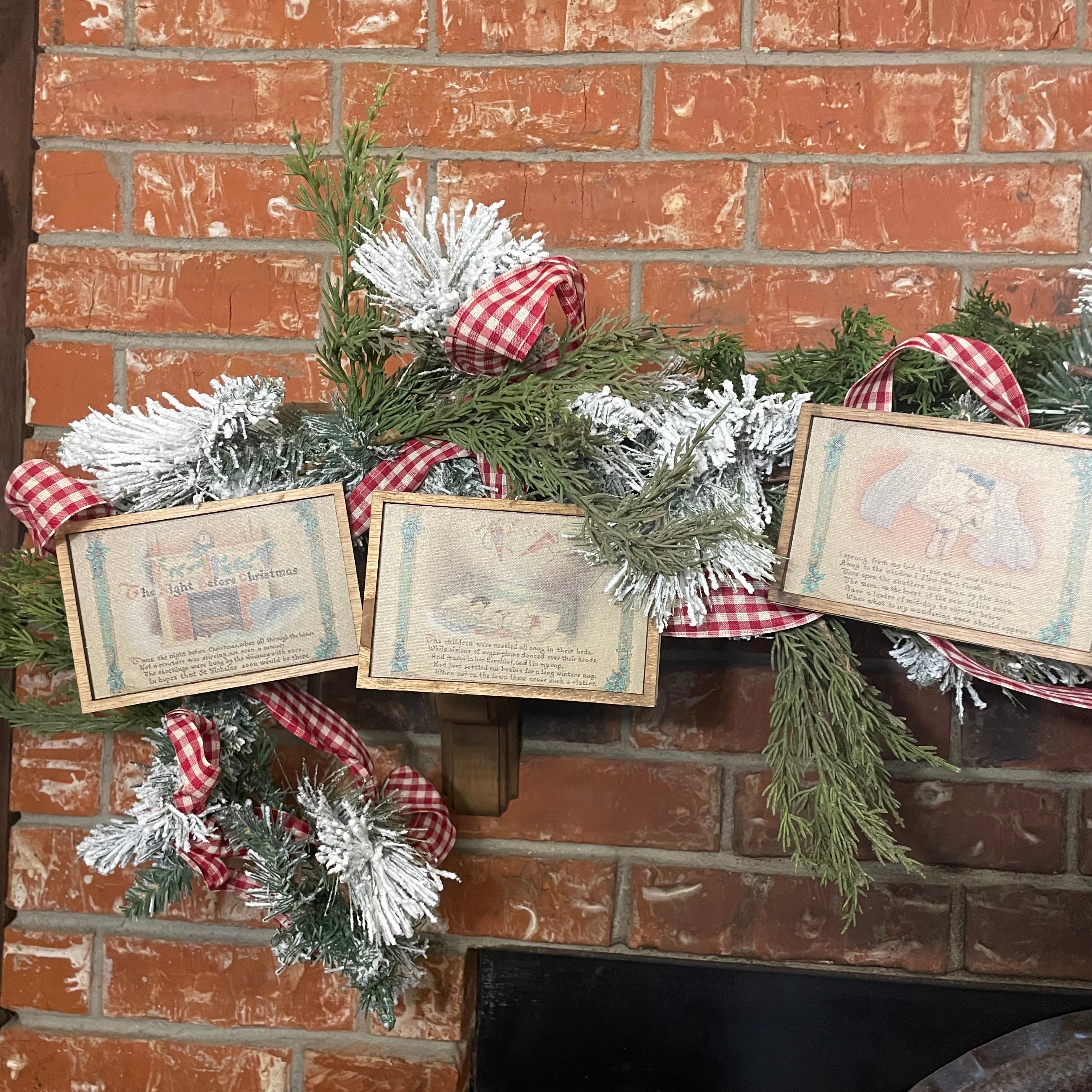 The Night Before Christmas Canvas Framed Ornament Set 