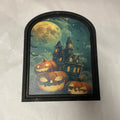 Haunted House and Jacko lanterns canvas print in small arch