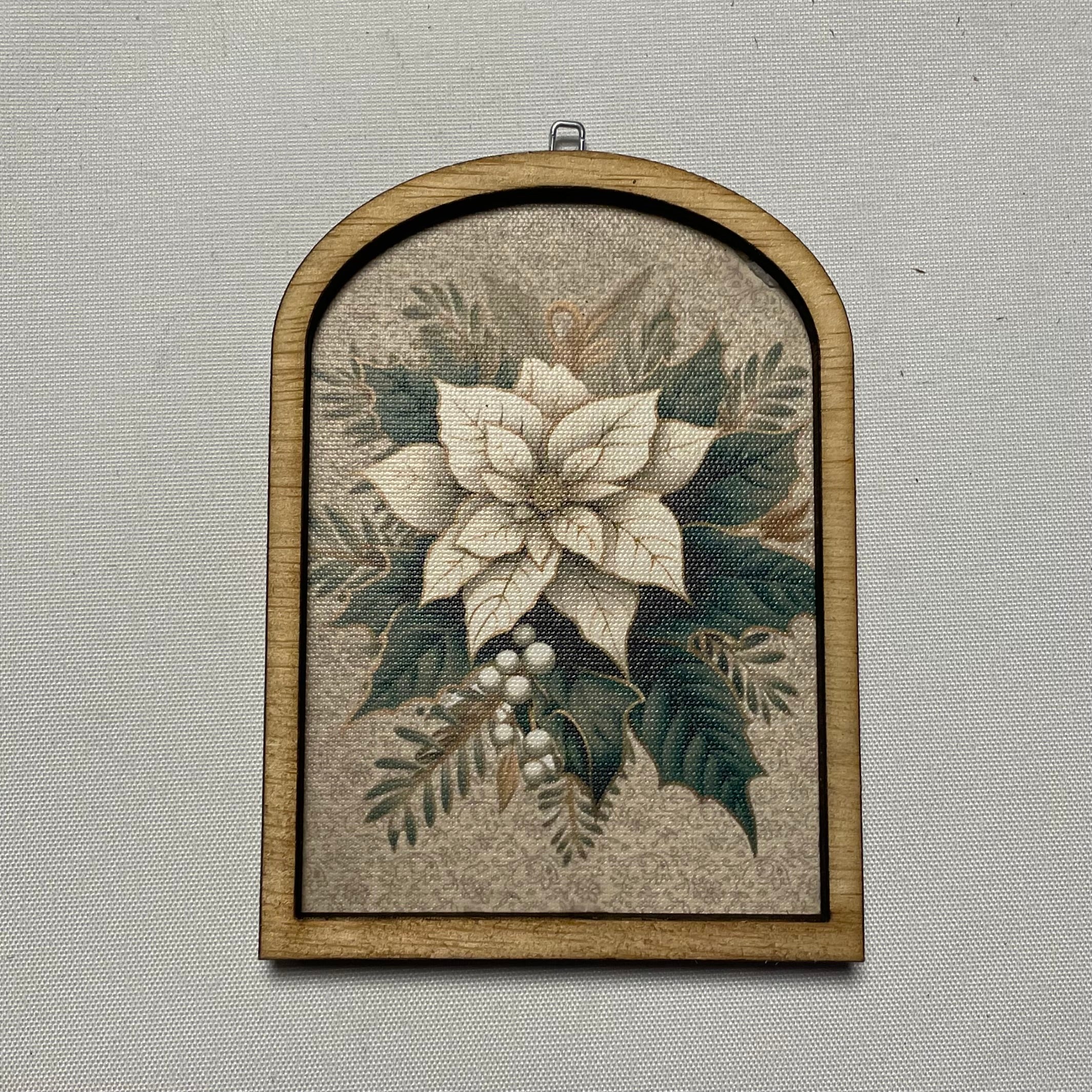 Antique White Poinsettia Arched Ornament