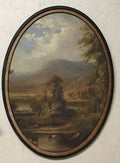 Large Oval Pastoral of Cattle in the Valley