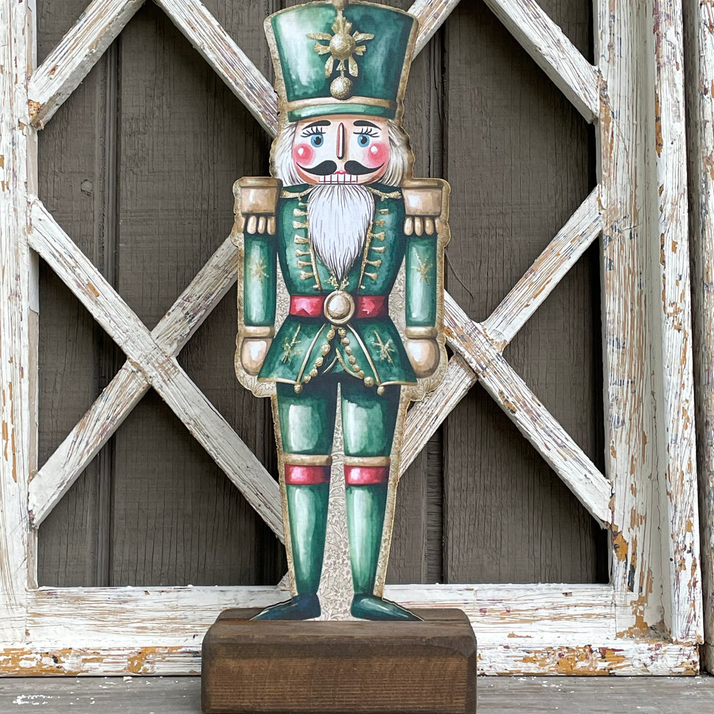 Vintage Pink and Green Nutcracker 16.5"