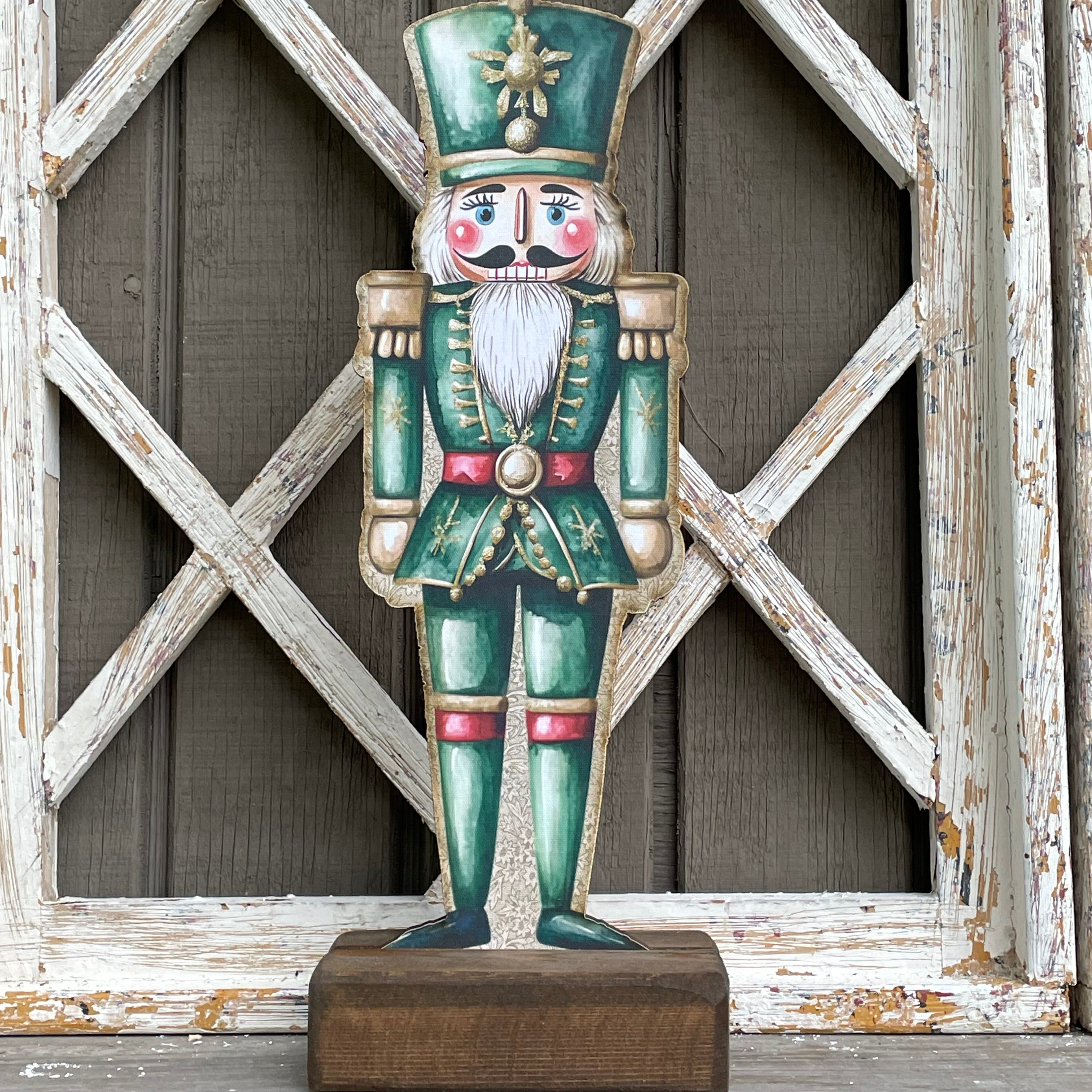 Vintage Pink and Green Nutcracker 16.5"