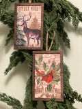Cardinal and Stag Ornament Set