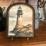Red Lighthouse Canvas Print in Arched Frame