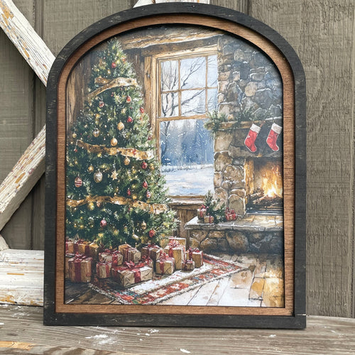 Cabin Christmas Print in Small Arch