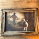 Jesus Chasing the Lost Lamb Horizontal Framed Print