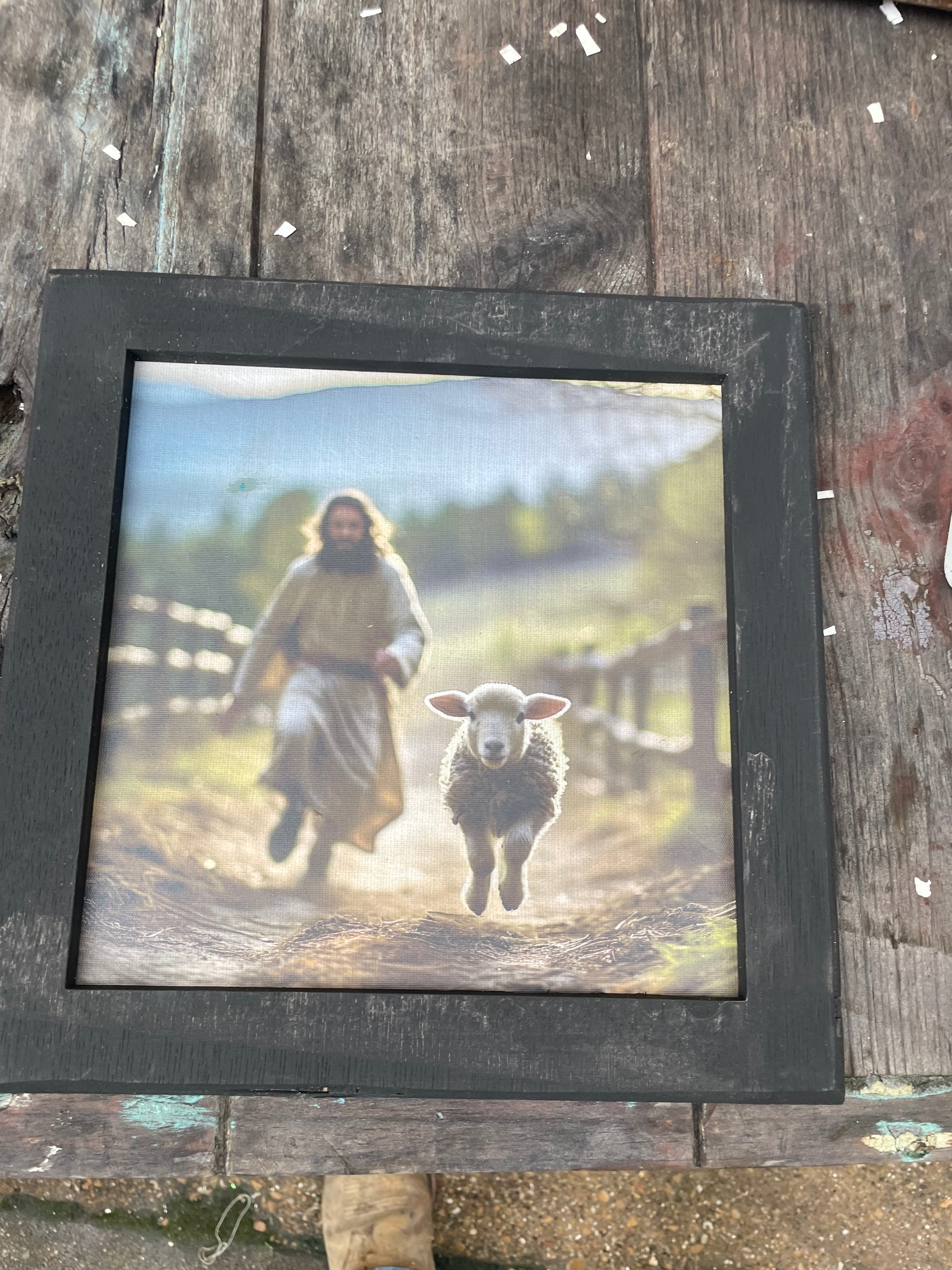 Square Jesus chasing after the Lost Sheep