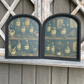 Set of 2 Apothecary Shelf Canvis Print Framed in Small Arch