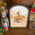 Canvas Print of cowboy on Horse Arch Frame