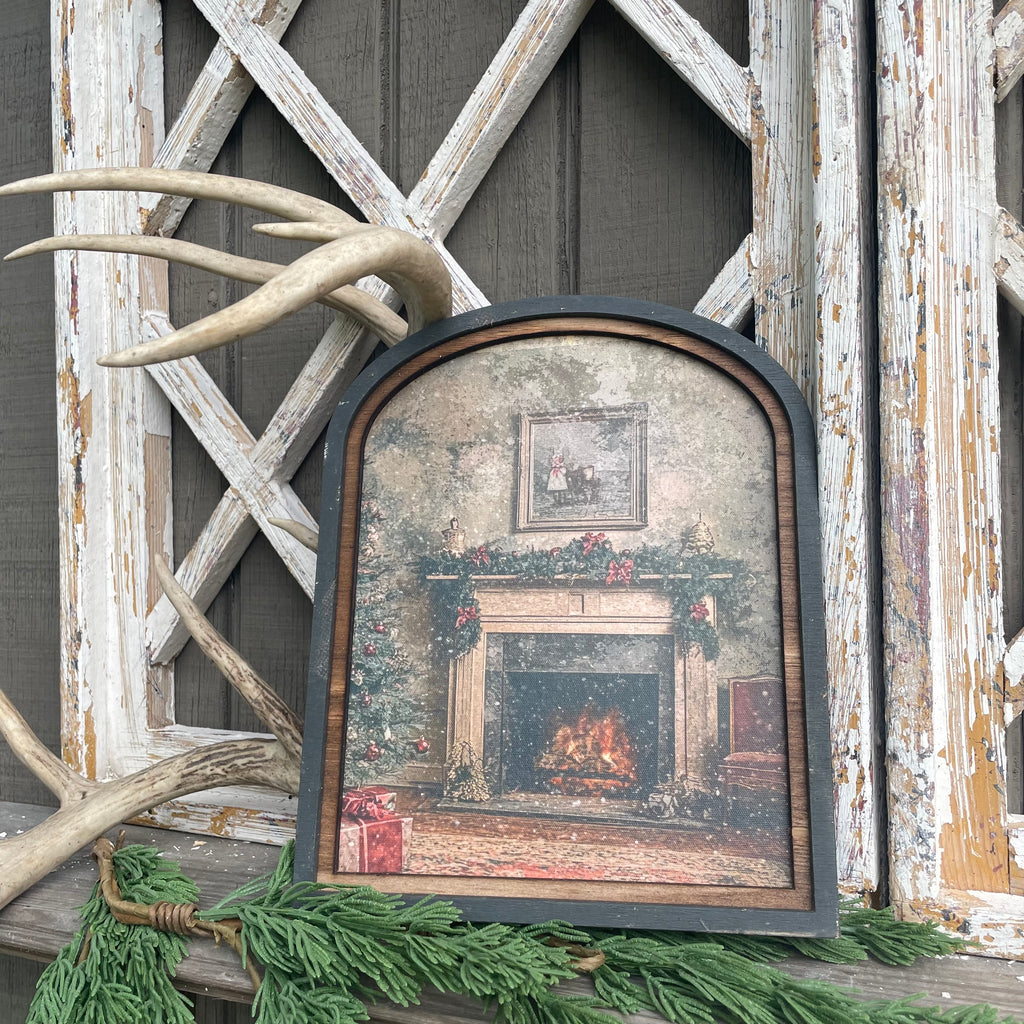 Victorian Fireplace with tree in arch frame