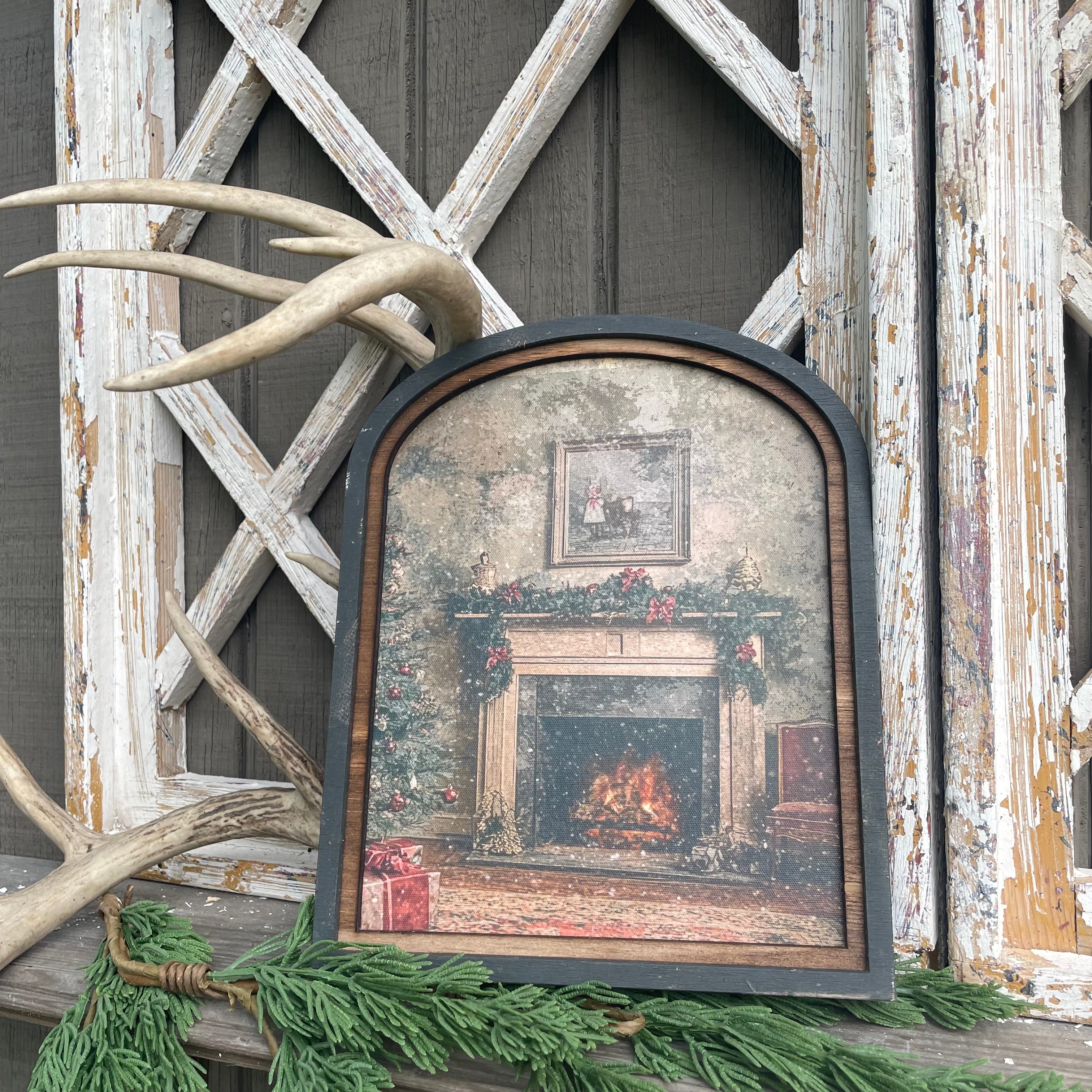Victorian Fireplace with tree in arch frame