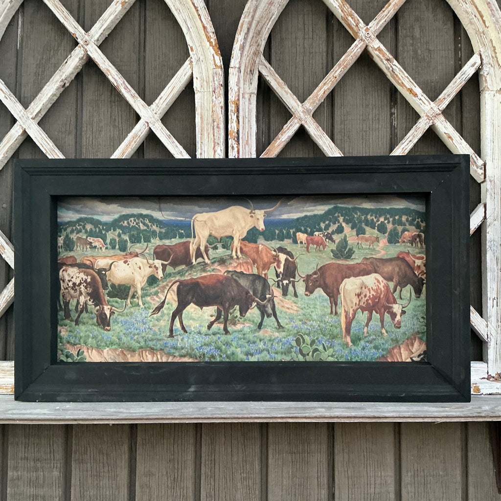 Framed Texas Longhorn Herd
