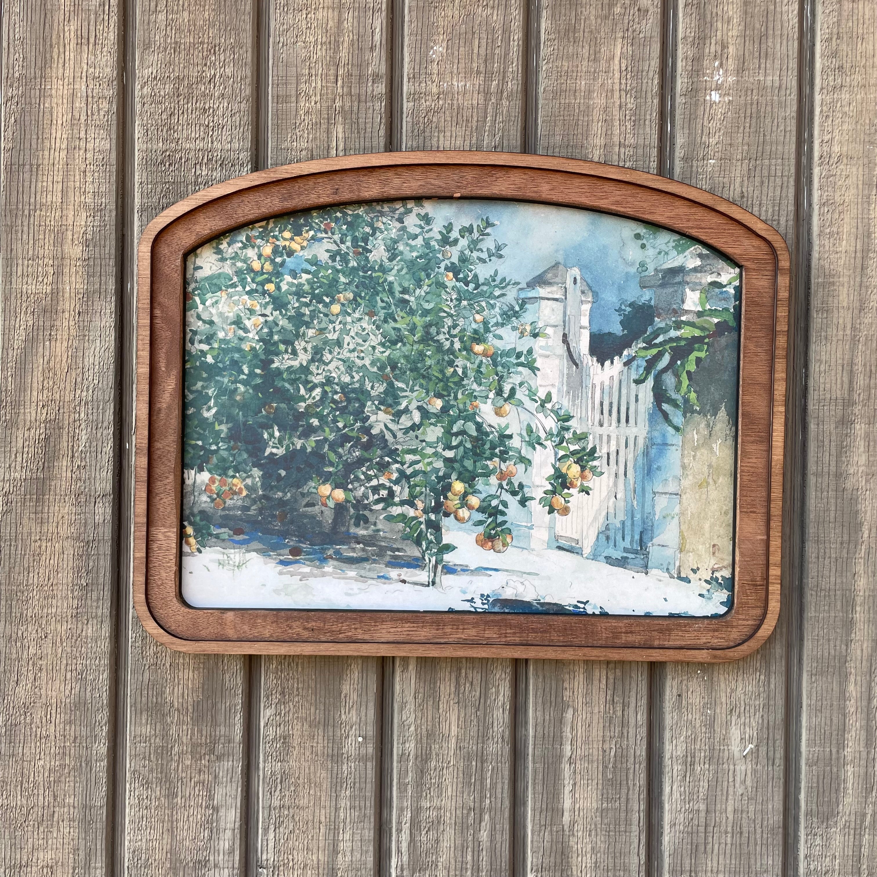 Orange Tree and Gate Wide Arched Frame