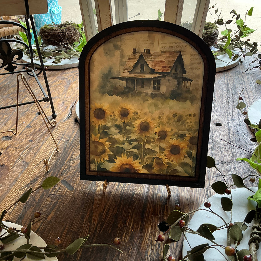 Sunflowers with Farmhouse Small Arch Frame