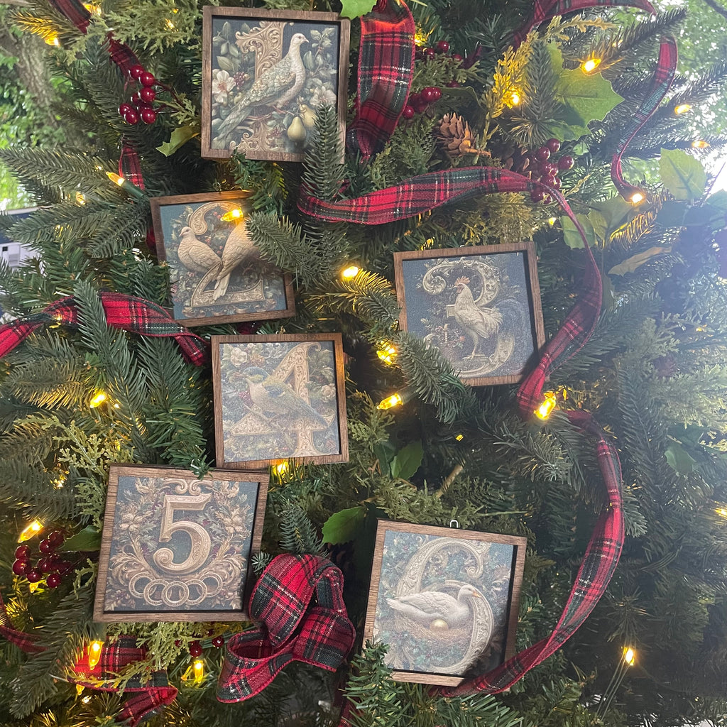 12 Days of Christmas Canvas Ornament Set 
