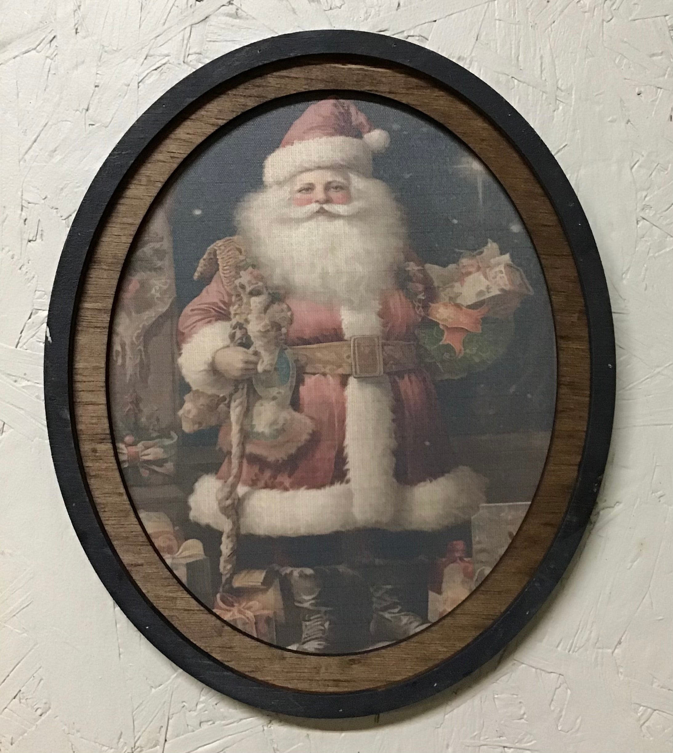 Victorian Santa w/toys Print Framed in Oval