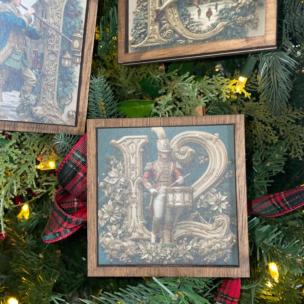 12 Days of Christmas Canvas Ornament Set 