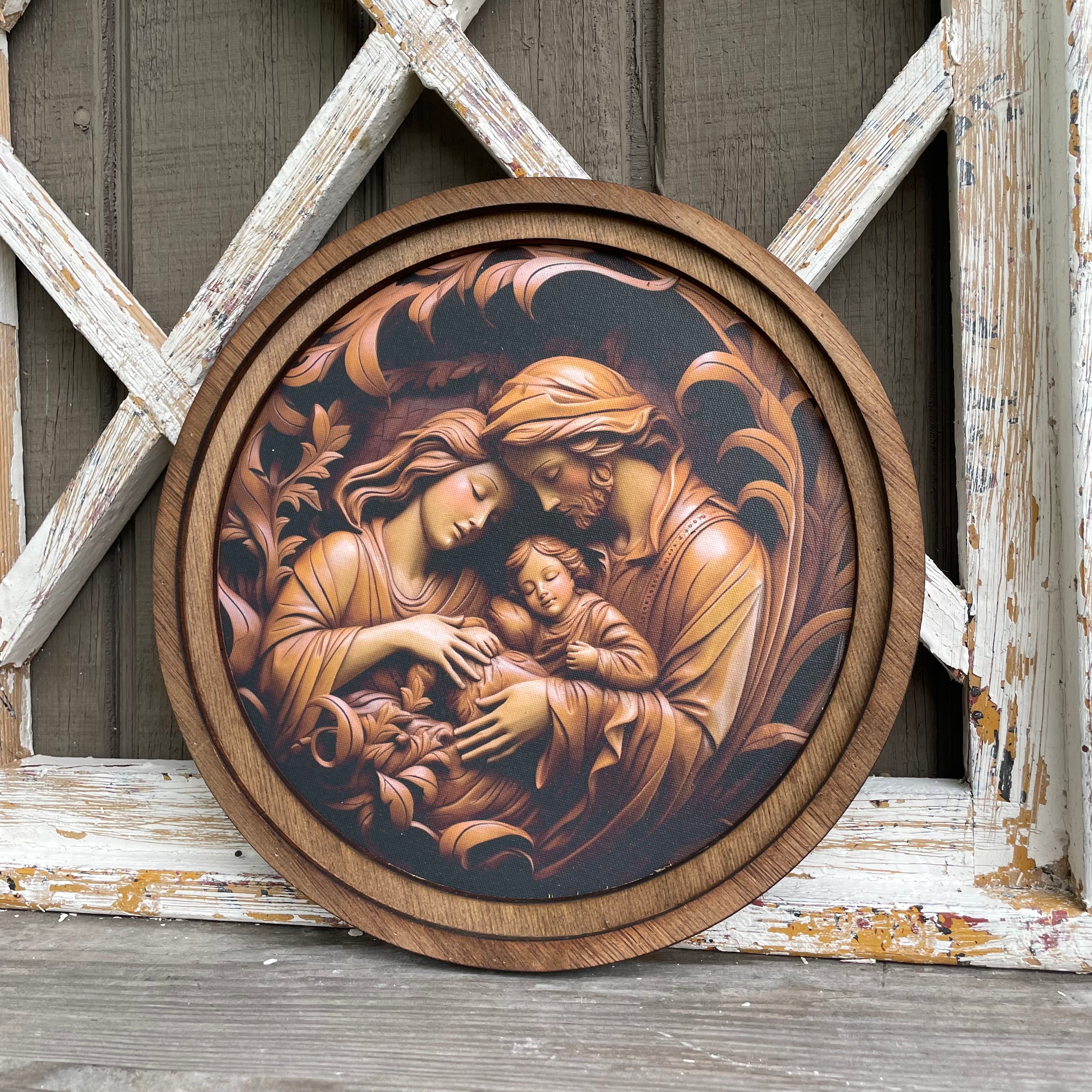Round Framed Nativity