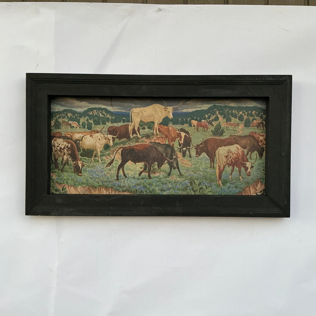 Framed Texas Longhorn Herd