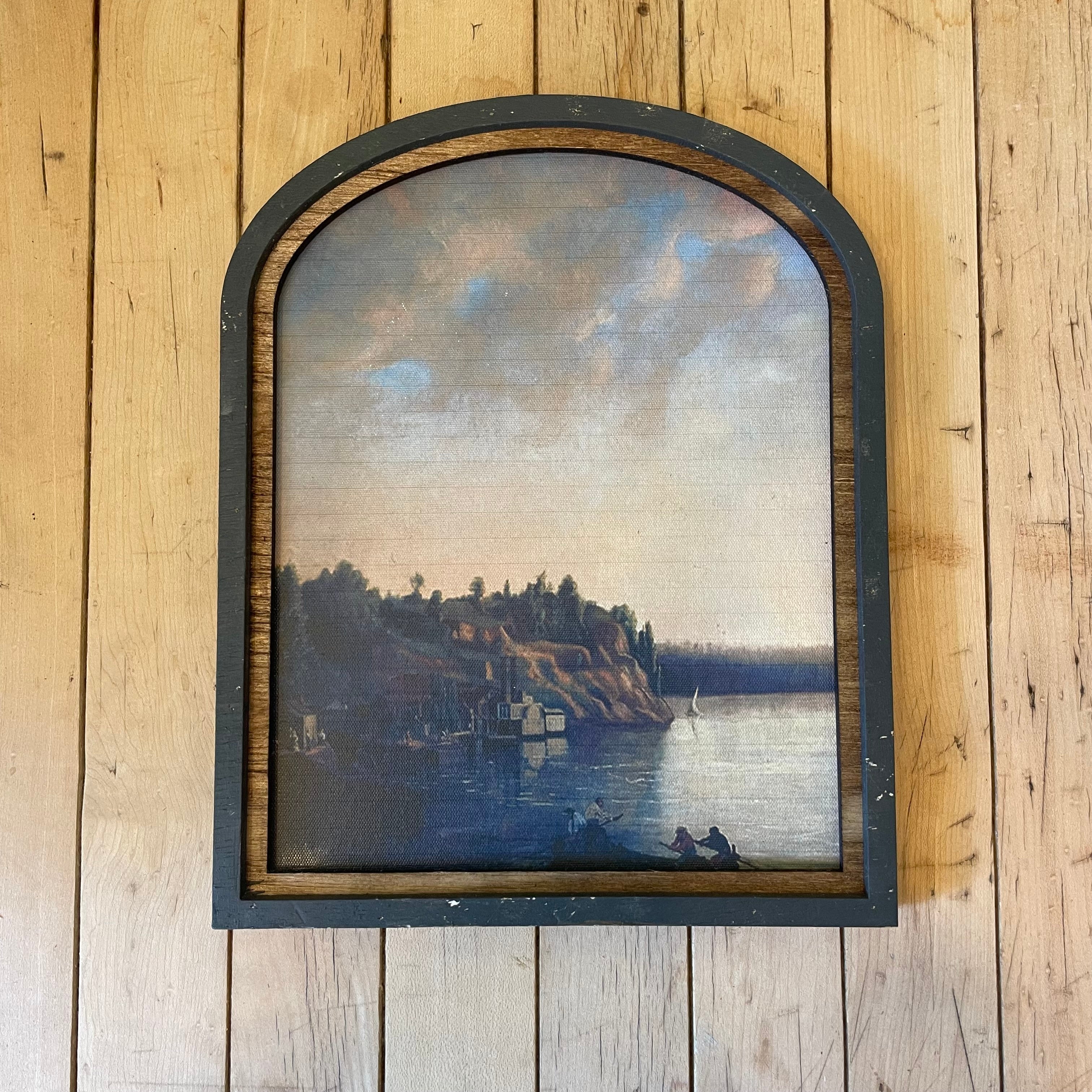 Riverbank with Steamboat Print Small Arch Frame