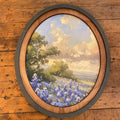 Bluebonnets Mountains Canvas Print framed in Oval Frame