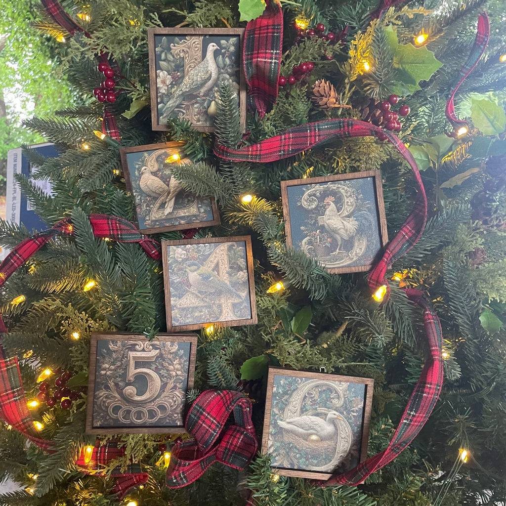 12 Days of Christmas Canvas Ornament Set 