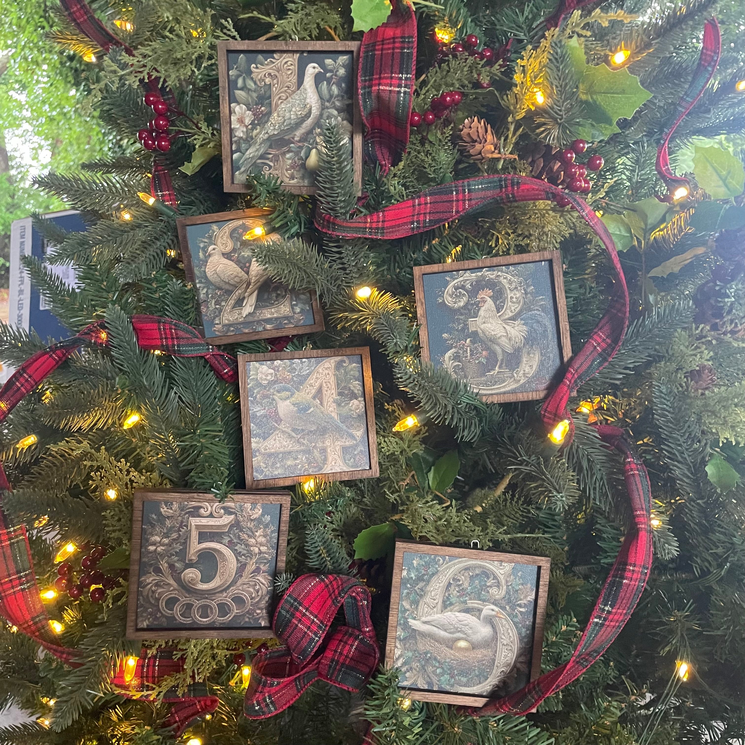 12 Days of Christmas Canvas Ornament Set 