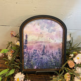 Lavender Field with Purple Sky Print in Arch Frame