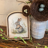 Bunny in wildflowers canvas in Small Arch Frame