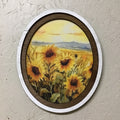 Oval Frame Sunflower field Print