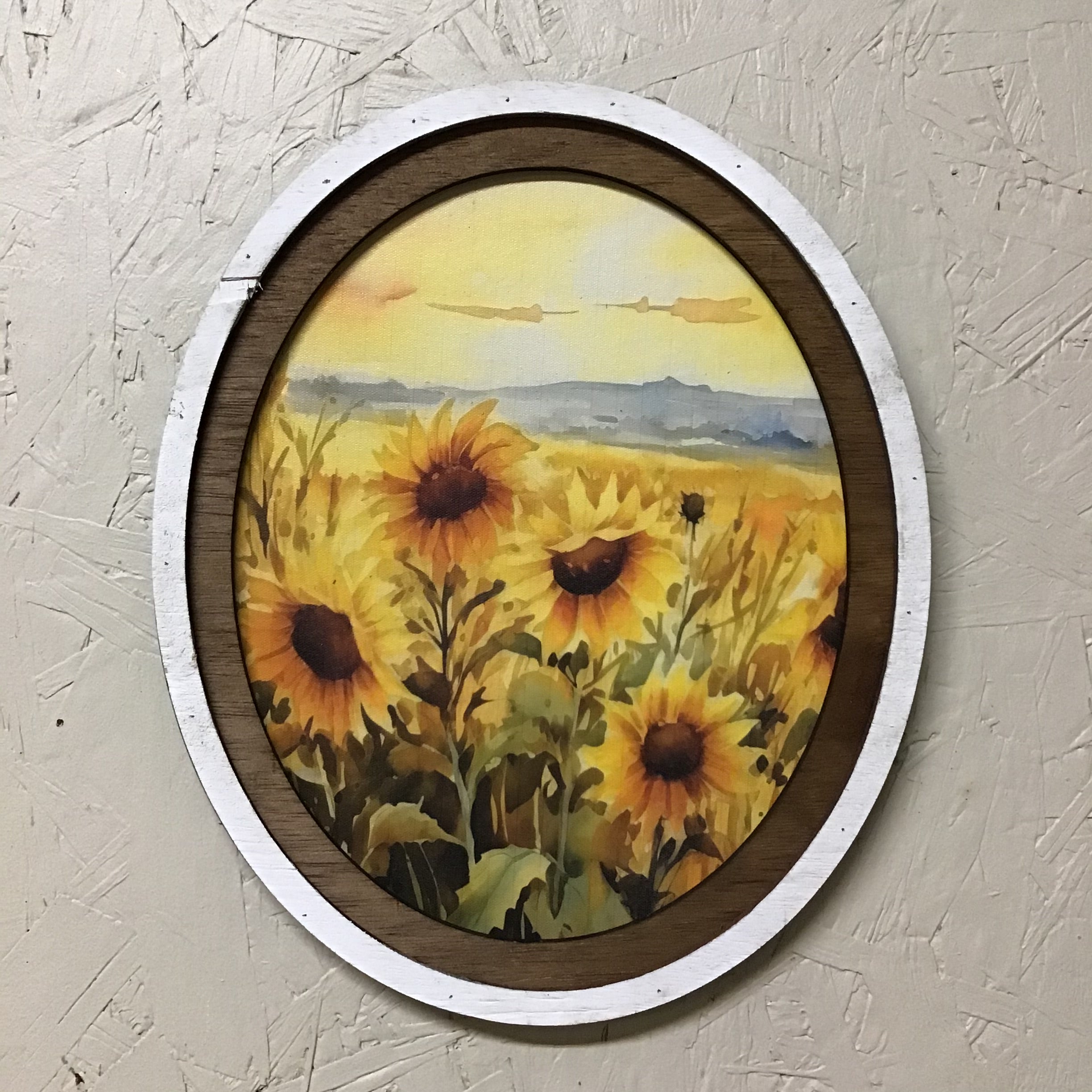 Oval Frame Sunflower field Print