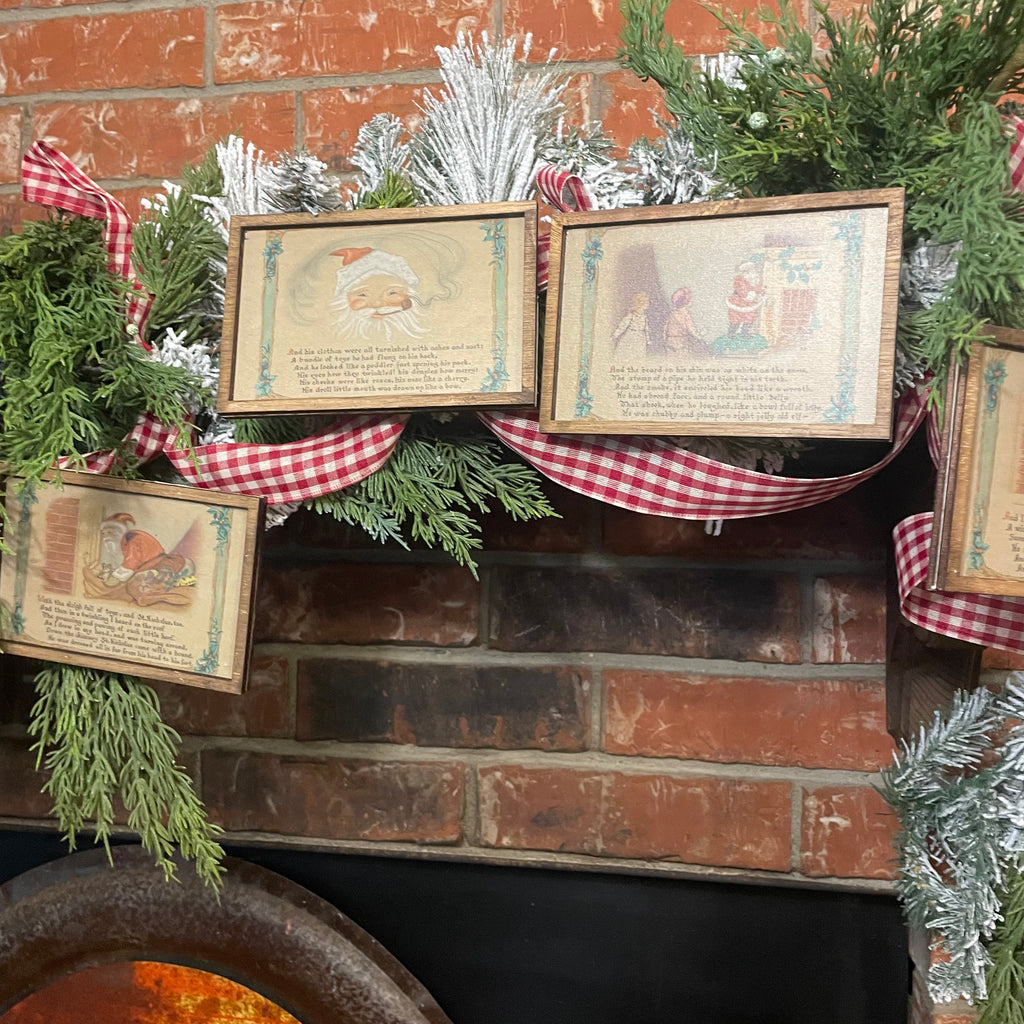 The Night Before Christmas Canvas Framed Ornament Set 