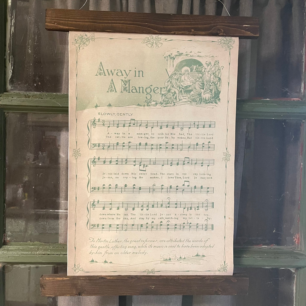Vintage Away in the Manger Hanging Canvas