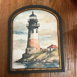 Red Lighthouse Canvas Print in Arched Frame