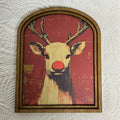 Roudolph with Red Background in Arched Frame