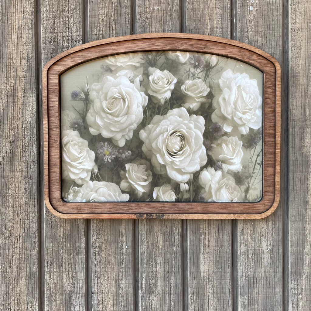 White Roses Wide Arched Frame