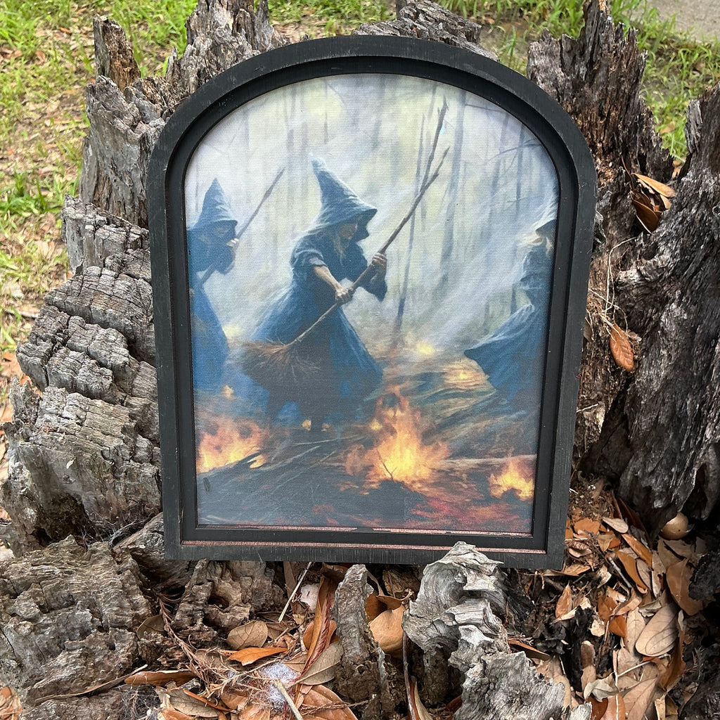 Witches in Fire Canvas Print in Sm Arch Frame