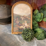 Pastoral Lambs with Shepherd Print Framed in Medium Arch