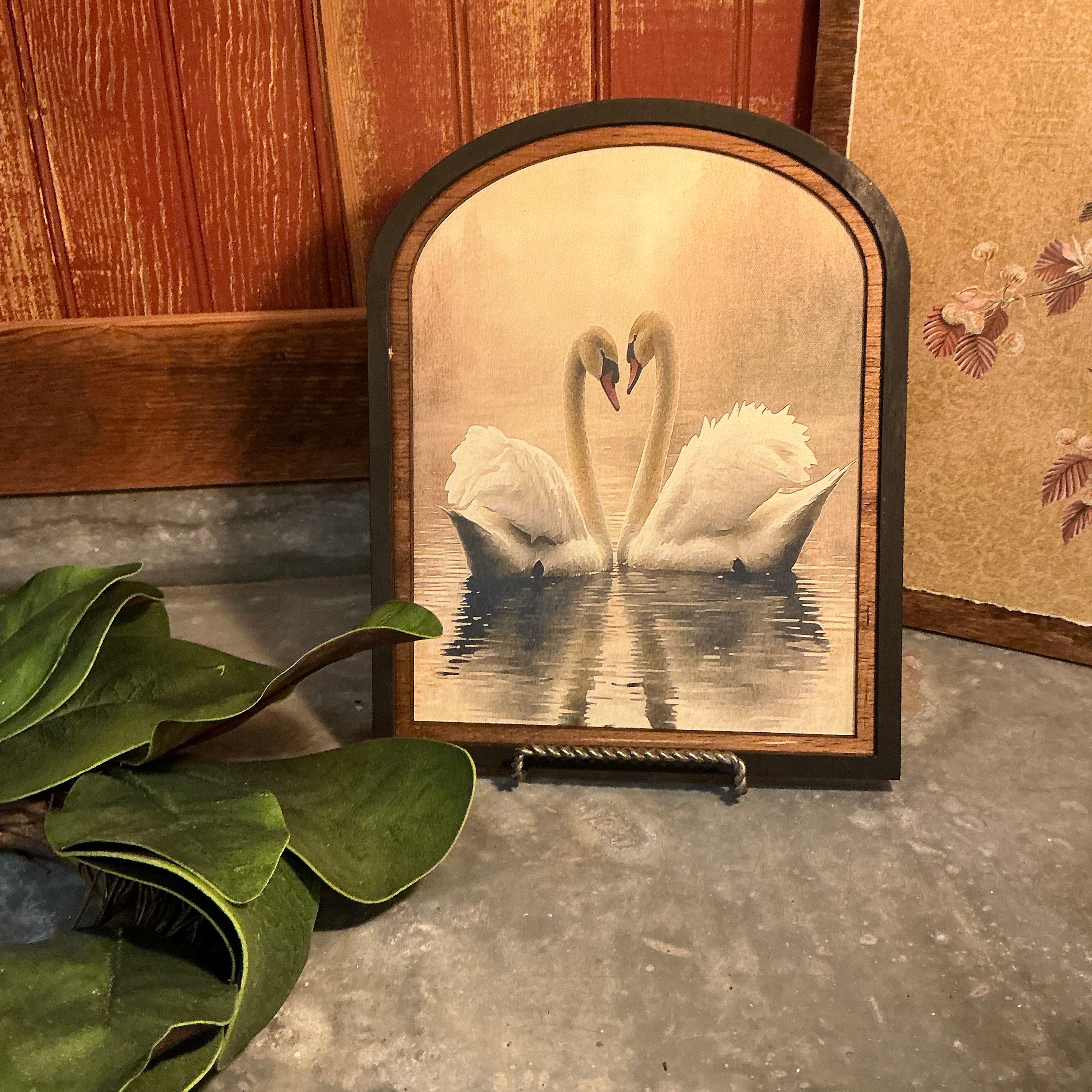White Swans on Lake Small Arch Frame