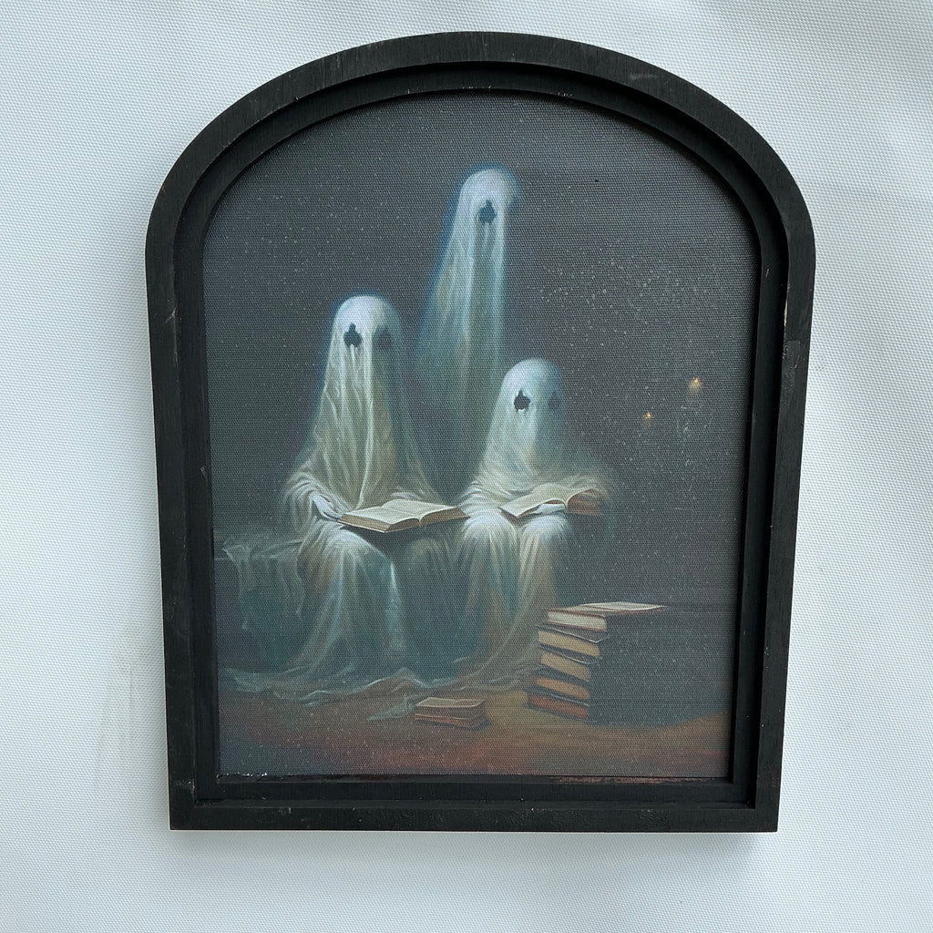 Ghost Reading Canvas Print in Sm Arch Frame 