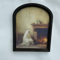 Ghost by the Fireplace Canvas Print in Small Arch Frame