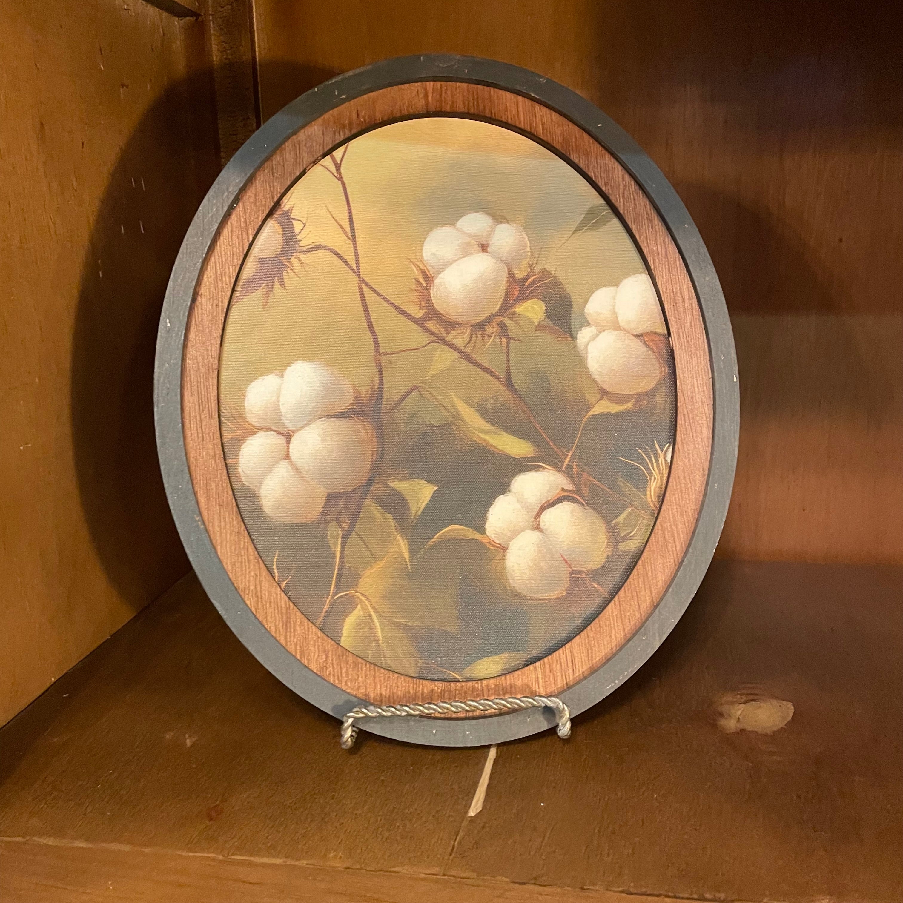 Cotton Canvas Print framed in Oval Frame