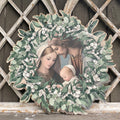 Holy Family encircled in Green Leaves Door Hanger