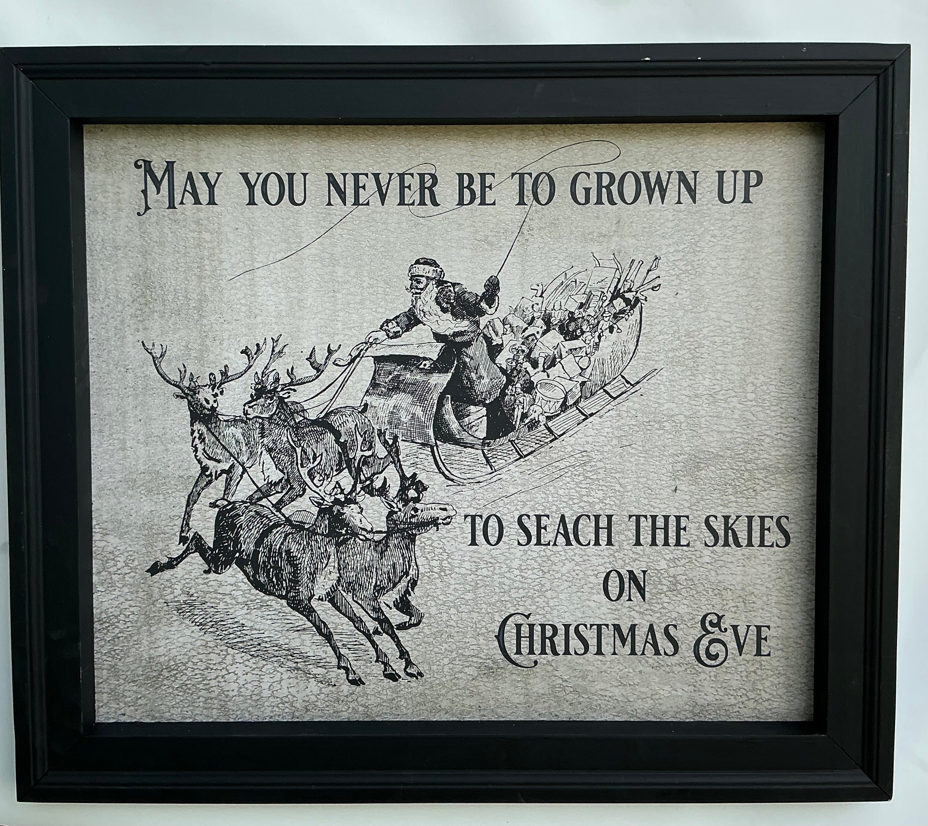 May you never grown up black framed canvas