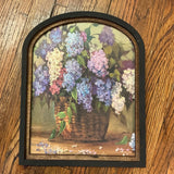 Blue, Pink, and White Hydrangeas in a Basket Frame