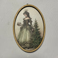 Victorian Girl in Green and Christmas Tree Oval Ornament