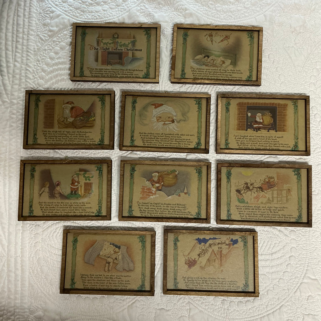 The Night Before Christmas Canvas Framed Ornament Set 