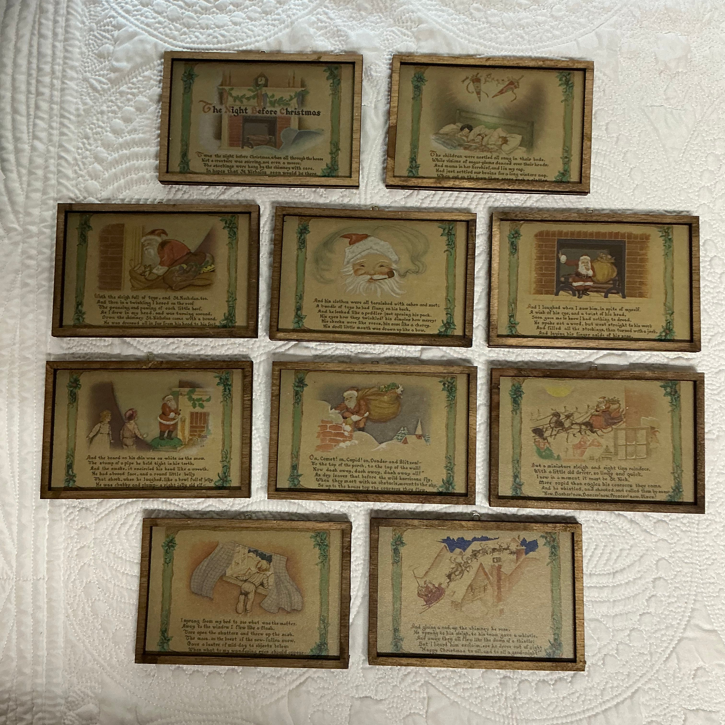 The Night Before Christmas Canvas Framed Ornament Set 