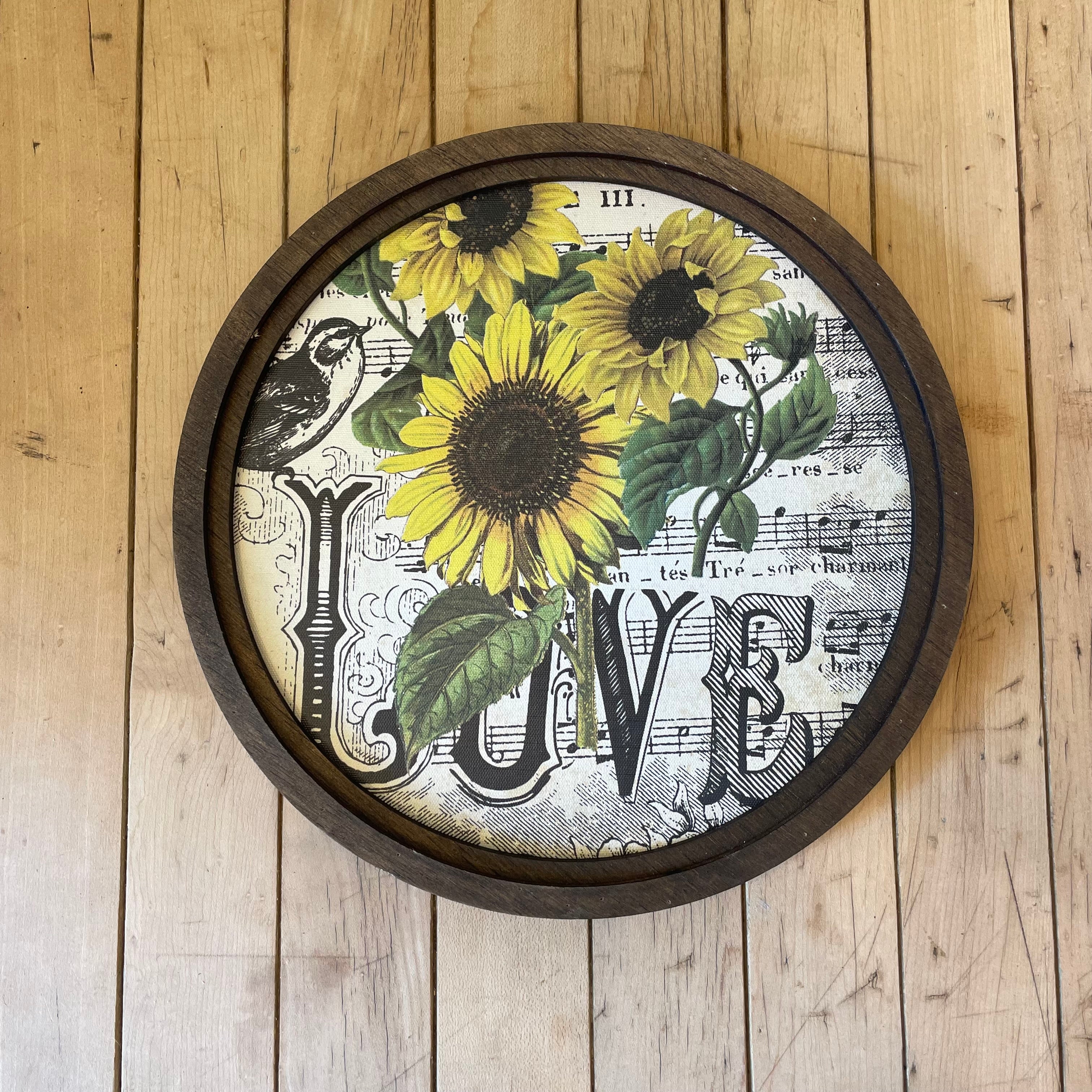 Sunflower Canvas Print in Round Frame