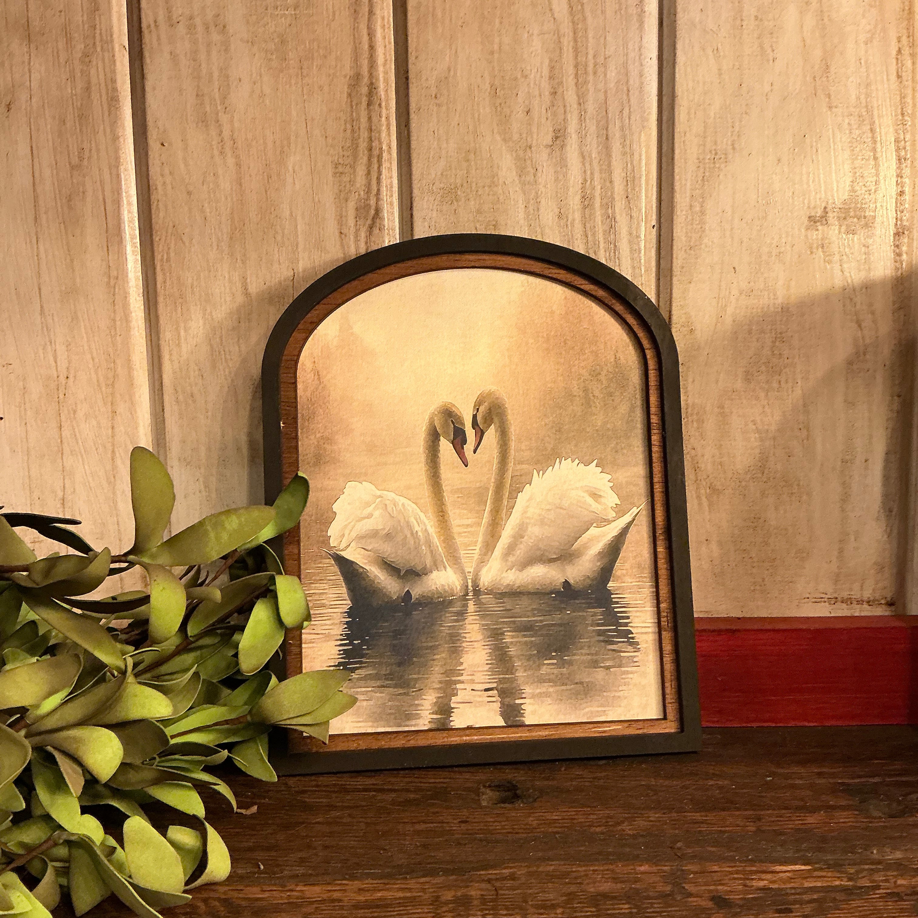White Swans on Lake Small Arch Frame